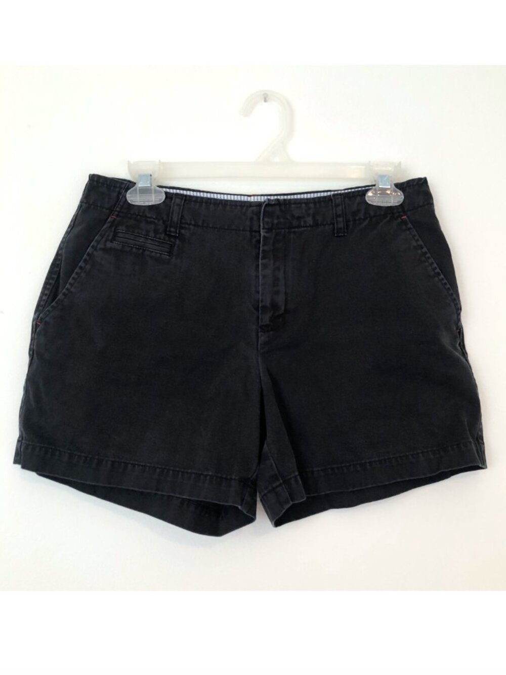 TOMMY HILFIGER Solid Black 100% Cotton Five Pocket Chino Shorts 4 in 4" In sz 4 - Picture 1 of 8